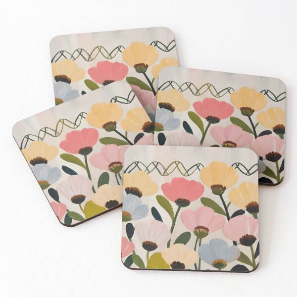 Item preview, Pastel scandinavian summer folk art flowers designed and sold by patterncrow.