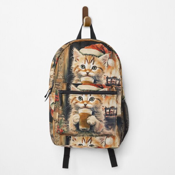 Item preview, Tabby Kitten with Santa Cap Enjoying Winter Holidays | Cat Art designed and sold by UnhingedBird.