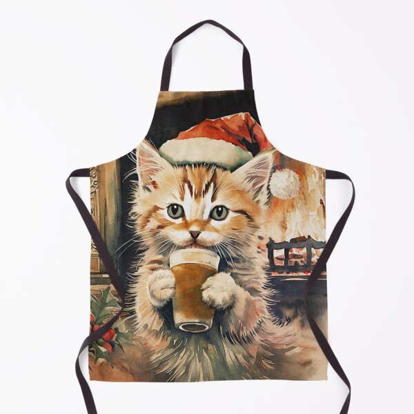 Item preview, Tabby Kitten with Santa Cap Enjoying Winter Holidays | Cat Art designed and sold by UnhingedBird.