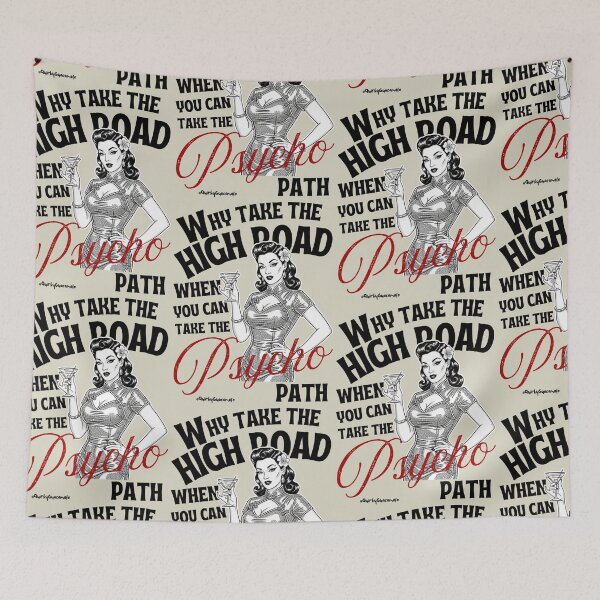 Item preview, Why Take the High Road When You Can Take the Psycho PATH | Asian Retro Pinup designed and sold by QuirkyGuacamole.