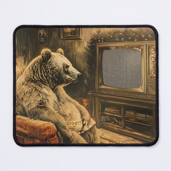 Item preview, Cozy Bear Staring at the Television Static Noise | Retro Art designed and sold by UnhingedBird.