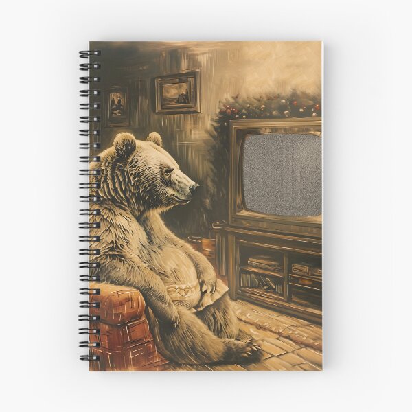 Item preview, Cozy Bear Staring at the Television Static Noise | Retro Art designed and sold by UnhingedBird.