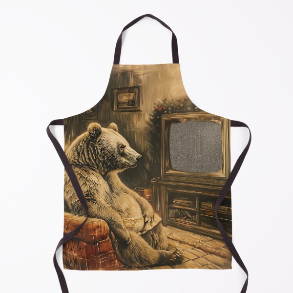 Item preview, Cozy Bear Staring at the Television Static Noise | Retro Art designed and sold by UnhingedBird.