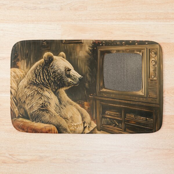 Item preview, Cozy Bear Staring at the Television Static Noise | Retro Art designed and sold by UnhingedBird.
