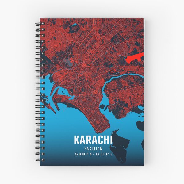 Item preview, Karachi Red & Blue Minimalist Map designed and sold by HomeLivingCo.