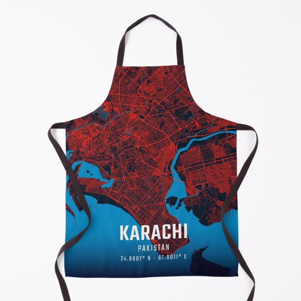 Item preview, Karachi Red & Blue Minimalist Map designed and sold by HomeLivingCo.