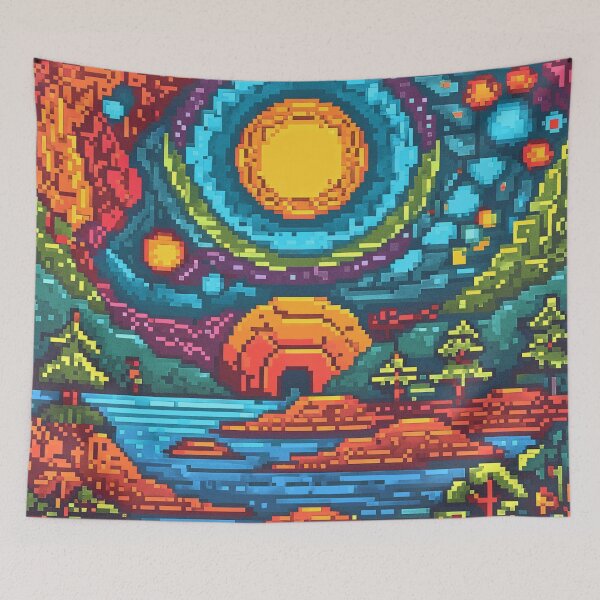 Item preview, Dawn over the Forest Lake Pixel Art Landscape | Pixel Art Lover designed and sold by UnhingedBird.