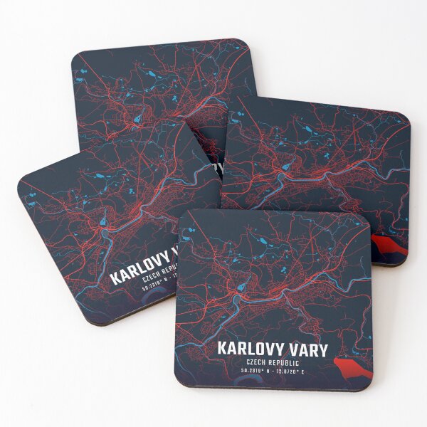 Item preview, Karlovy Vary Red & Blue Minimalist Map designed and sold by HomeLivingCo.