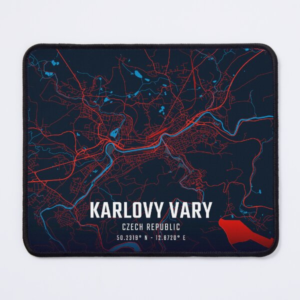 Item preview, Karlovy Vary Red & Blue Minimalist Map designed and sold by HomeLivingCo.