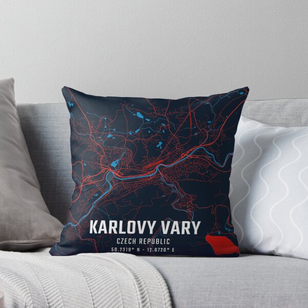 Item preview, Karlovy Vary Red & Blue Minimalist Map designed and sold by HomeLivingCo.