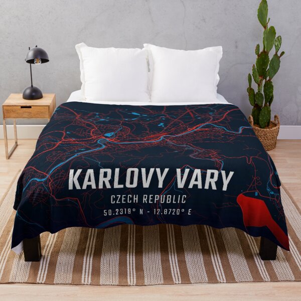 Item preview, Karlovy Vary Red & Blue Minimalist Map designed and sold by HomeLivingCo.