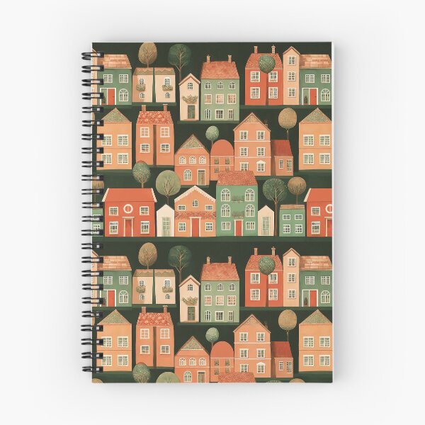 Item preview, Houses and Trees Illustration Pattern | Warm Neighborhood Display designed and sold by UnhingedBird.