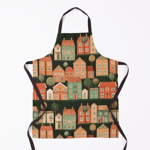 Item preview, Houses and Trees Illustration Pattern | Warm Neighborhood Display designed and sold by UnhingedBird.