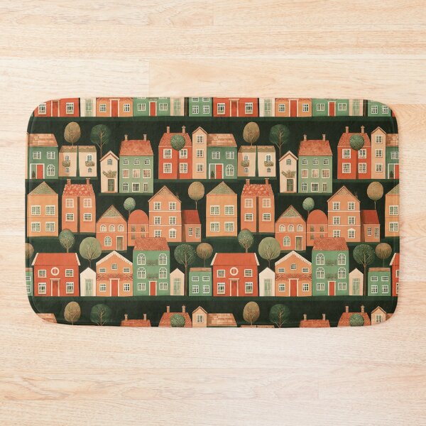 Item preview, Houses and Trees Illustration Pattern | Warm Neighborhood Display designed and sold by UnhingedBird.