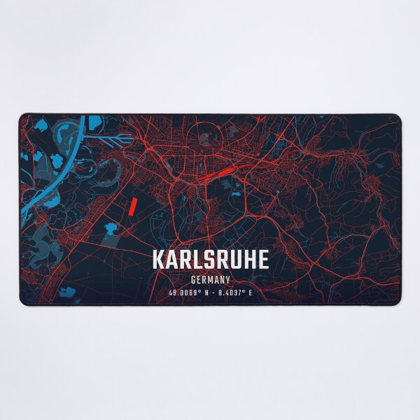 Item preview, Karlsruhe Red & Blue Minimalist Map designed and sold by HomeLivingCo.