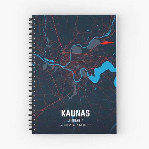 Item preview, Kaunas Red & Blue Minimalist Map designed and sold by HomeLivingCo.