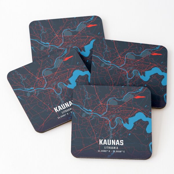 Item preview, Kaunas Red & Blue Minimalist Map designed and sold by HomeLivingCo.