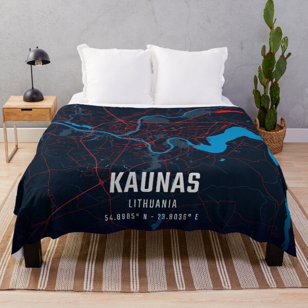 Item preview, Kaunas Red & Blue Minimalist Map designed and sold by HomeLivingCo.