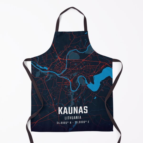 Item preview, Kaunas Red & Blue Minimalist Map designed and sold by HomeLivingCo.