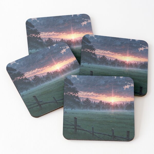 Item preview, Misty morning over the fenced field designed and sold by HikariMoments.