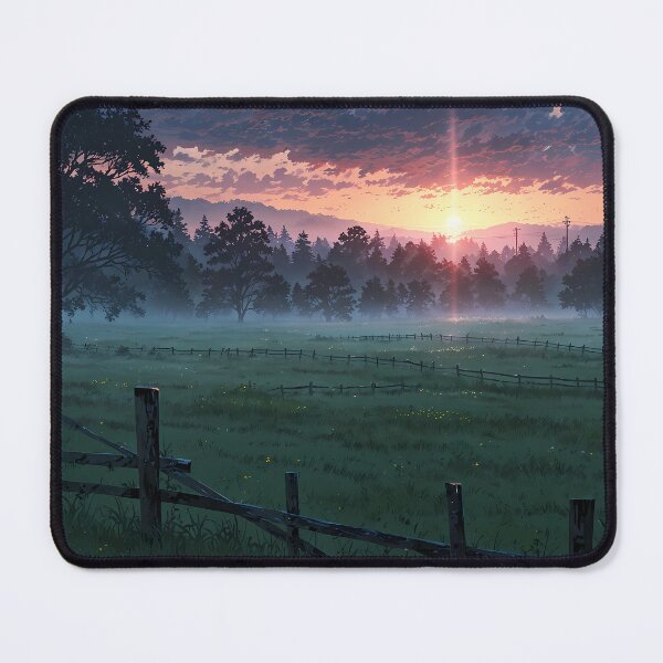 Item preview, Misty morning over the fenced field designed and sold by HikariMoments.