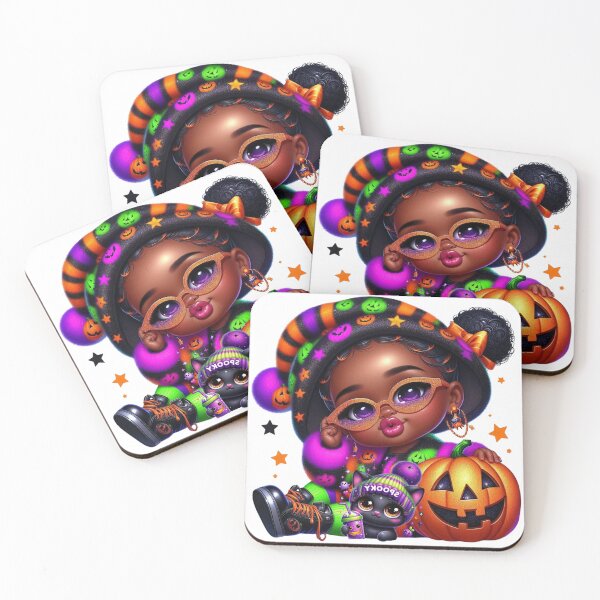 Item preview, Cute Black Girl and Black Cat Halloween Art designed and sold by Lulunza.