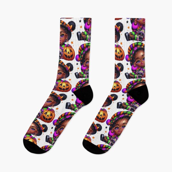 Item preview, Cute Black Girl and Black Cat Halloween Art designed and sold by Lulunza.