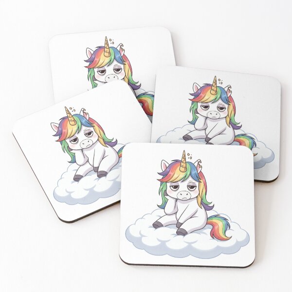 Item preview, Cute Tired Unicorn Sitting on Cloud Cartoon Sticker designed and sold by DiNata.