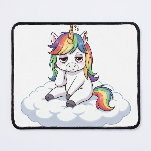 Item preview, Cute Tired Unicorn Sitting on Cloud Cartoon Sticker designed and sold by DiNata.