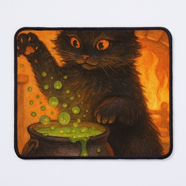 Item preview, Black Cat Halloween Magic Cauldron - Pumpkin Witch Vintage Illustration Autumn Cozy designed and sold by Lyvion design.