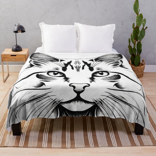 Item preview, Black and White Maine Coon Cat Illustration | Animal Art | Cat Art designed and sold by UnhingedBird.