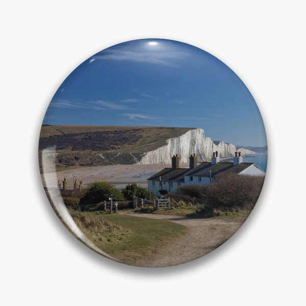 Item preview, The Coastguards Cottages and The Seven Sisters white cliffs at Cuckmere Haven in Sussex England UK designed and sold by John Gilham - Landscape Photography.