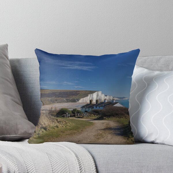 Item preview, The Coastguards Cottages and The Seven Sisters white cliffs at Cuckmere Haven in Sussex England UK designed and sold by John Gilham - Landscape Photography.