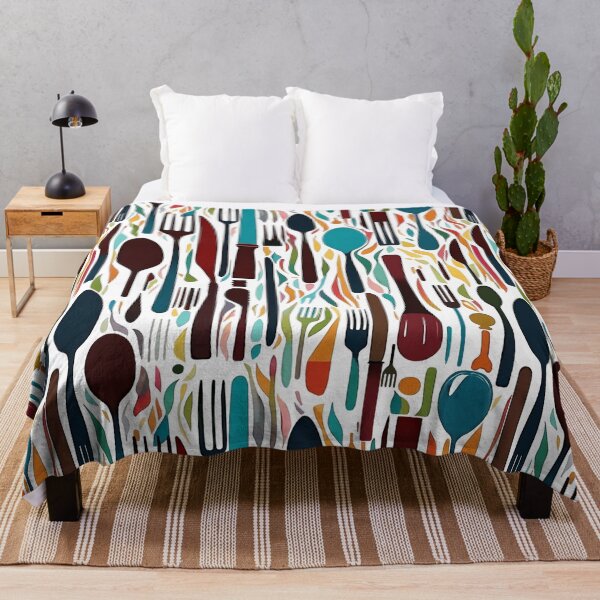 Item preview, Bright Colorful Cutlery Pattern | White Background | Gift for Cook designed and sold by UnhingedBird.