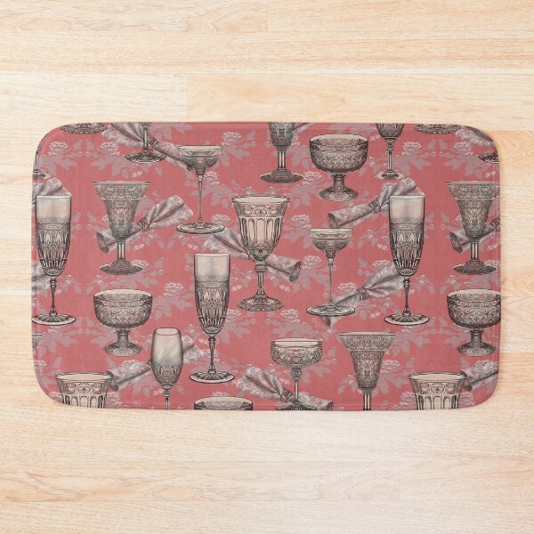 Item preview, Vintage Glass, Napkin, and Tablecloth Pattern | Nostalgic | Pale Red Background designed and sold by UnhingedBird.