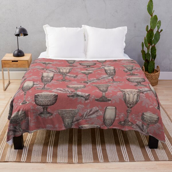 Item preview, Vintage Glass, Napkin, and Tablecloth Pattern | Nostalgic | Pale Red Background designed and sold by UnhingedBird.