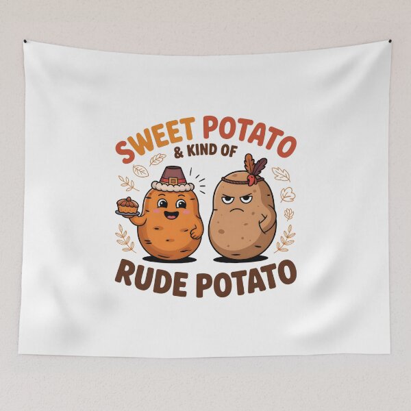 Item preview, Sweet Potato and Kind of Rude Potato - Funny Matching Thanksgiving Couple & Best Friends Design. designed and sold by ZyziowskyArt.
