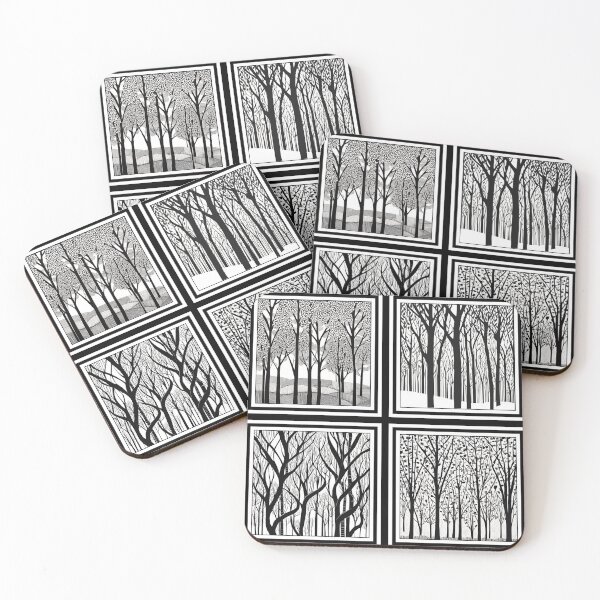 Item preview, Black and White Forest Collage Pattern | Monochromatic Pattern | Black and White Landscape designed and sold by UnhingedBird.