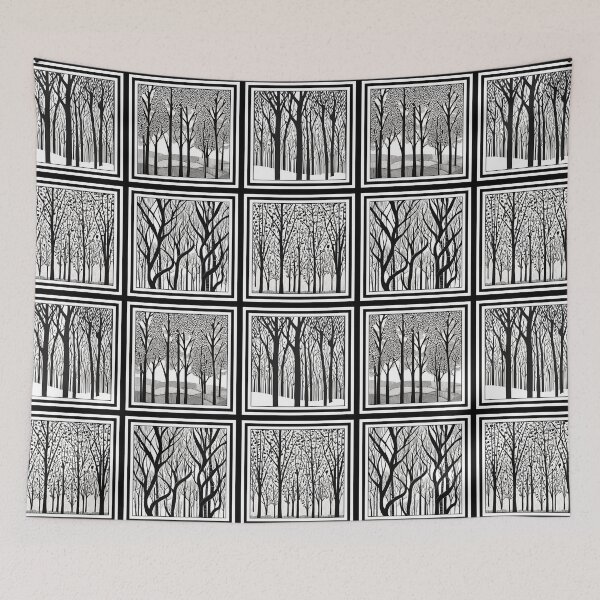 Item preview, Black and White Forest Collage Pattern | Monochromatic Pattern | Black and White Landscape designed and sold by UnhingedBird.