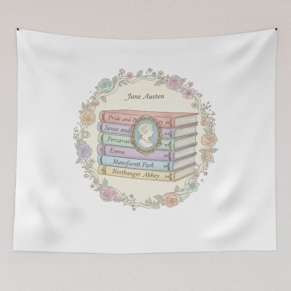 Item preview, Jane Austen Books & Cameo – Vintage Regency Floral Design designed and sold by Boski22.