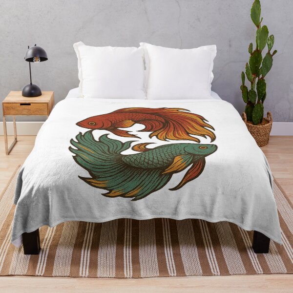 Item preview, Vintage Yin-Yang Betta Fish | Retro Siamese Fighting Fish Art designed and sold by TheOne001.