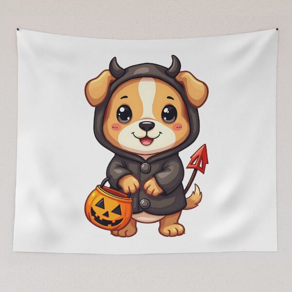 Item preview, Halloween Dog, Devil Puppy, Cute Beagle, Trick or Treat Dog, Kawaii Halloween Pet, Pumpkin Bucket Puppy designed and sold by ArtDesignTp.