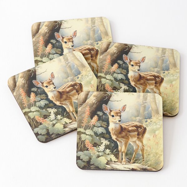 Item preview, Vintage Animal Art: Baby Fawn in the Forest | Animal Art | Oil Painting | Vintage Art designed and sold by UnhingedBird.