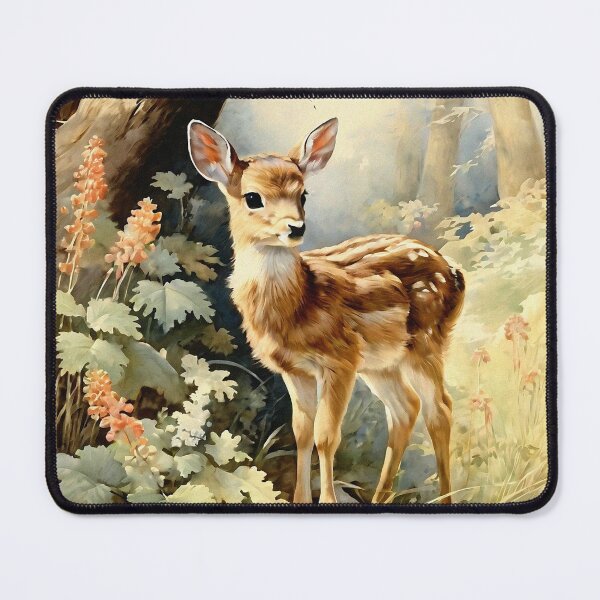 Item preview, Vintage Animal Art: Baby Fawn in the Forest | Animal Art | Oil Painting | Vintage Art designed and sold by UnhingedBird.