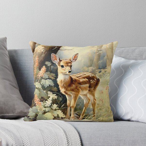 Item preview, Vintage Animal Art: Baby Fawn in the Forest | Animal Art | Oil Painting | Vintage Art designed and sold by UnhingedBird.