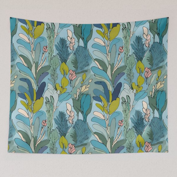 Item preview, Stylized Botanical on Blue Background designed and sold by Dream Garden.