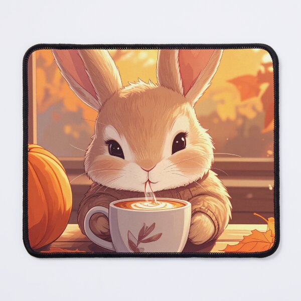 Item preview, Cozy Bunny Sipping Warm Coffee on a Fall Day designed and sold by takeng07.