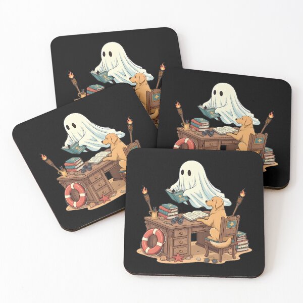 Item preview, Golden Retriever and Ghost Beach Desk Scholars designed and sold by Linework Studio.
