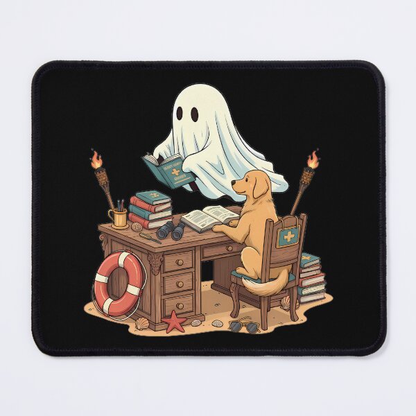 Item preview, Golden Retriever and Ghost Beach Desk Scholars designed and sold by Linework Studio.