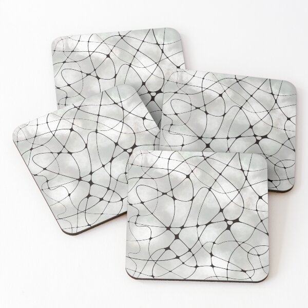 Item preview, Ethereal Neural Network Abstract: Black Synaptic Web on Cloudy Gray Background designed and sold by Vikiink.